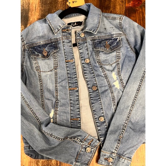 Upcycled ACDC Jean Jacket Size Small - Picture 2 of 5